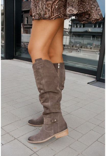 Rivani™ | Bottes hauteur genou en daim doux — style artisanal & confort urbain