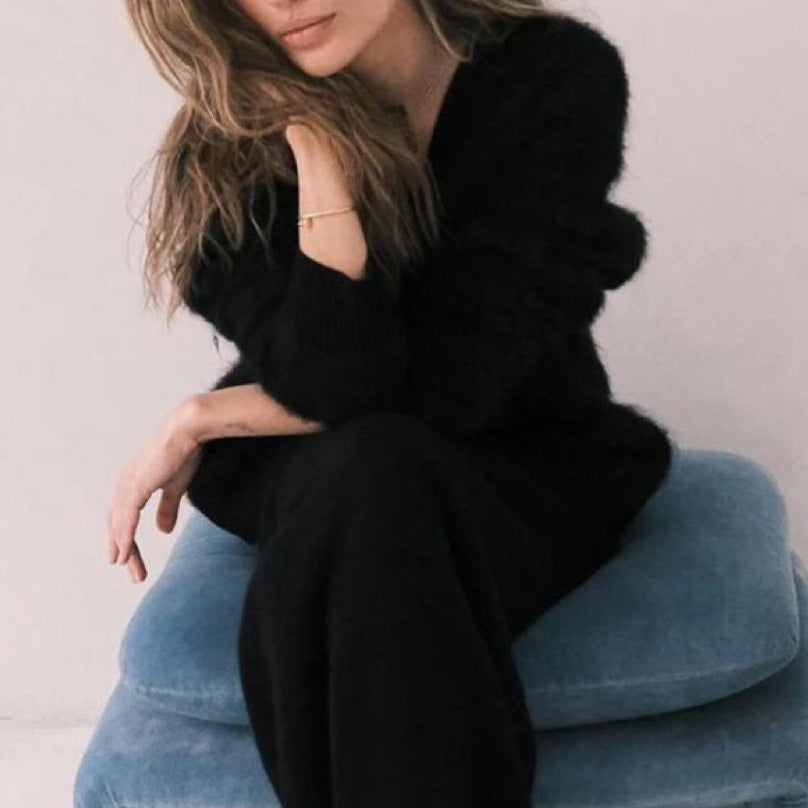 Élina | Cardigan V-Long pour une Élégance Décontractée Automne-Hiver lunnav